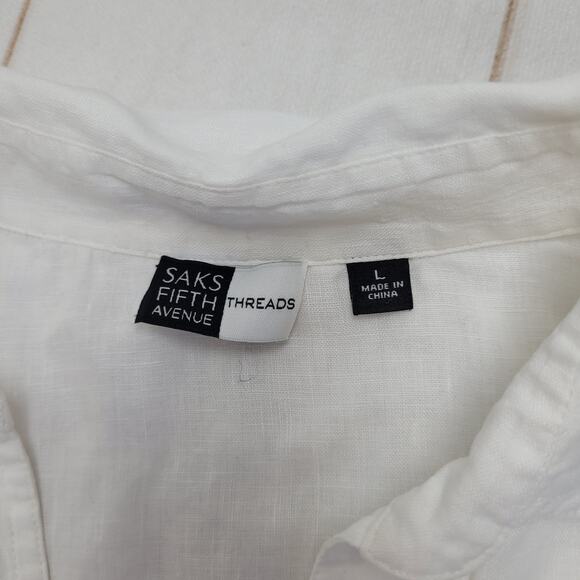 Saks Fifth Avenue 100% linen popover tunic top mini dress lagenlook - Picture 5 of 8